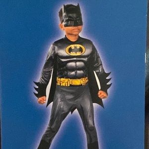 Dc Batman Boys Muscle Chest Costume 3pcs Size M 8-10 Holographic Bat
